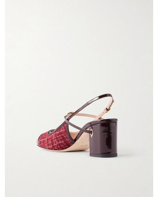 JENNIFER CHAMANDI Pink Mattia 65 Leather-Trimmed Tweed Pumps