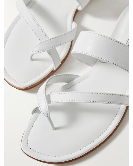 Manolo Blahnik White Susa Leather Sandals