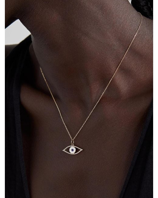 Mateo Natural Eye Of Protection 14-Karat, Enamel And Diamond Necklace