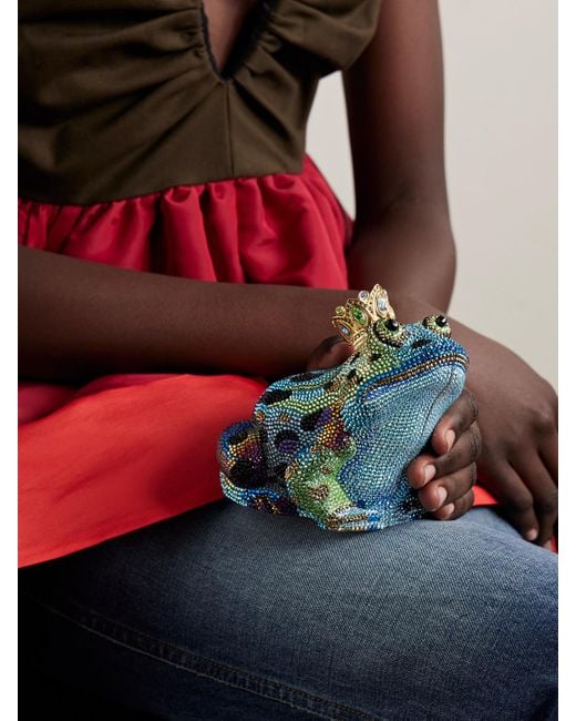 Judith Leiber Blue Prince Charming Goldfarbene Clutch Mit Kristallen