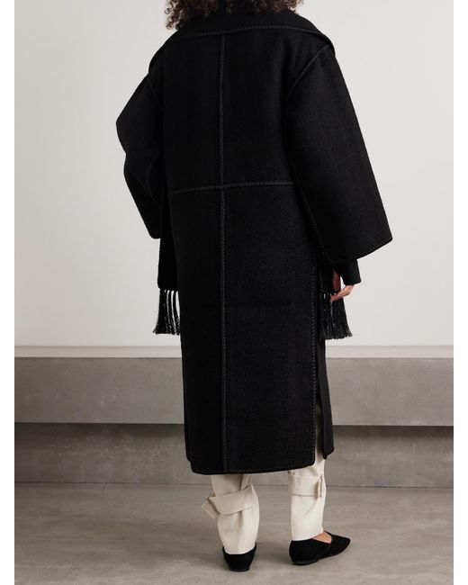 Totême  Black Jacke Aus Bouclé Aus Einer Wollmischung Mit Fransen