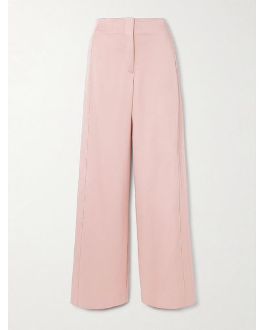 Veronica Beard Pink Ronin Crepe Wide-Leg Pants