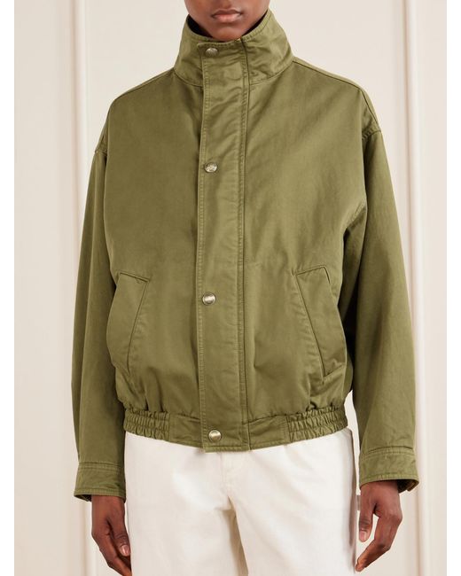 Nili Lotan Green Klaire Cotton Shell Blouson Jacket