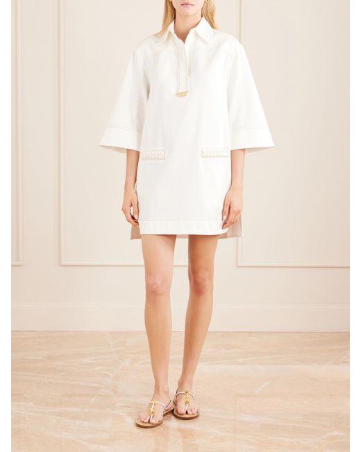Zimmermann White Roselight Paneled Denim Mini Dress