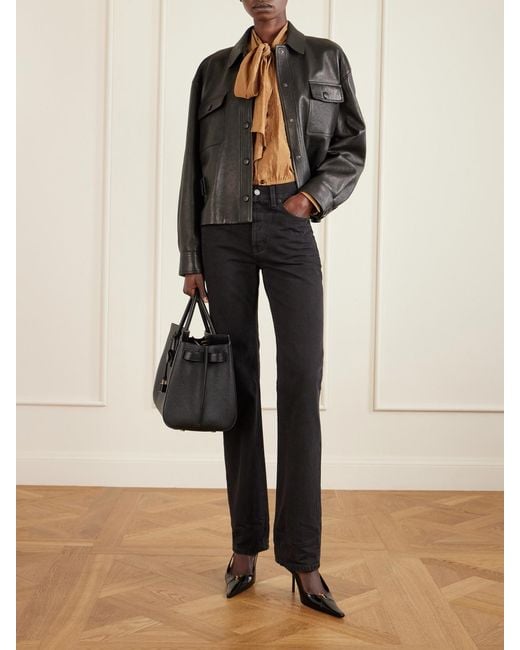 Saint Laurent Black Sac De Jour Large Textured-Leather Shoulder Bag