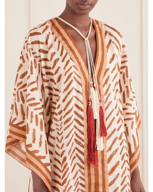 Johanna Ortiz White The Secret Of The Sun Printed Cotton Kaftan