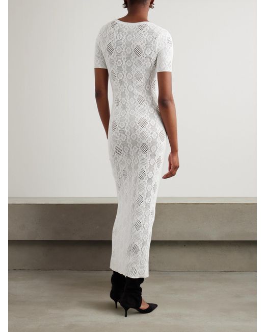 Alaïa White Open-Knit Midi Dress