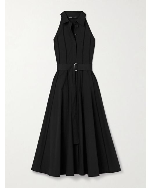 Proenza Schouler Black Dorothy Midi-Hemdblusenkleid Aus Popeline Aus Einer Baumwollmischung Mit Häkeleinsätzen