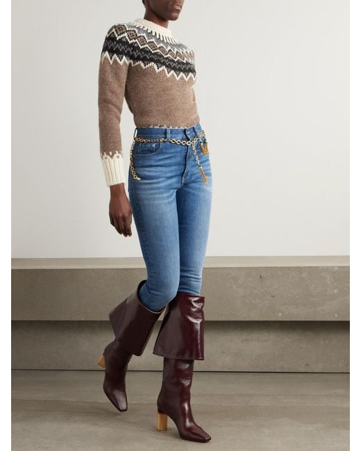 Chloé Blue Hoch Sitzende Skinny Jeans