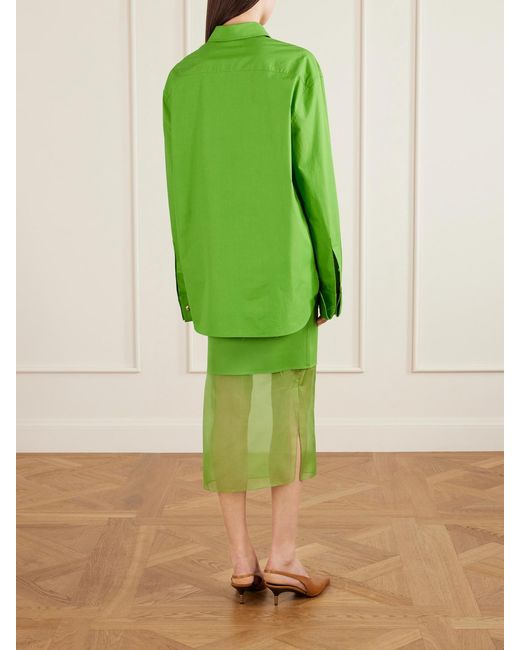 Khaite Green Newton Cotton-Poplin Shirt