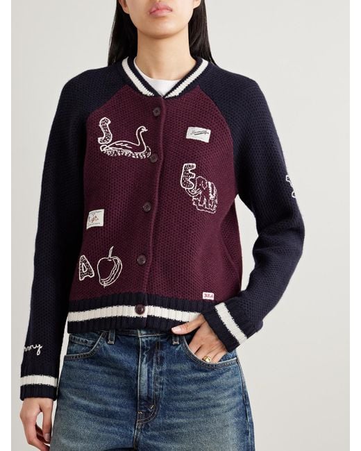 Cardigan En Laine Mérinos À Broderies Et À Appliqués Archer Sea en coloris Blue