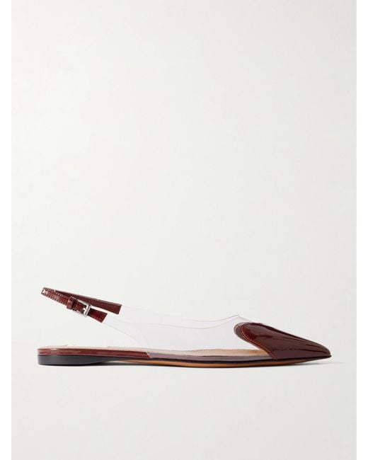 Alaïa Natural Le Cœur Pu And Patent-Leather Slingback Point-Toe Flats