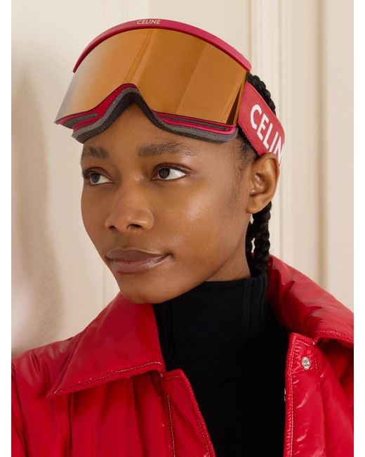 Céline Orange Mirrored Ski Goggles