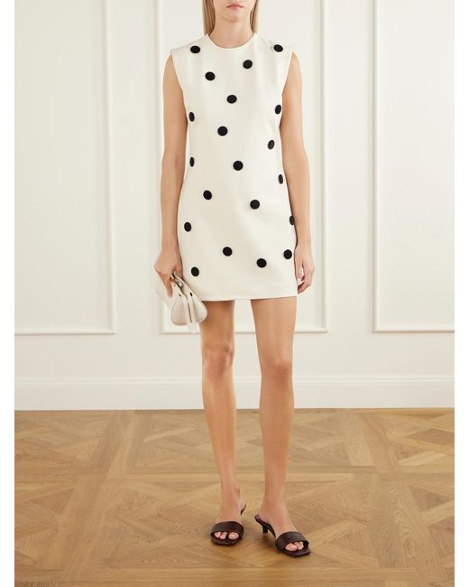 D'Estree Natural Carole Polka-Dot Crepe Mini Dress