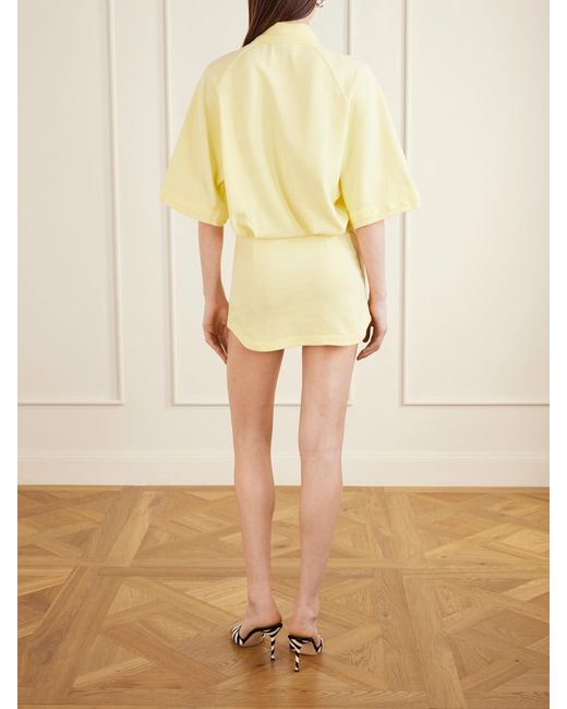 The Attico Yellow Logo-Embroidered Cotton-Piqué Mini Dress