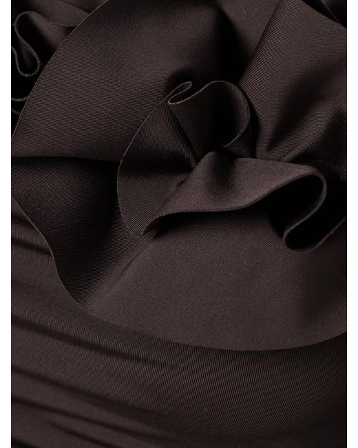 Maygel Coronel Black Selvaggio One-Sleeve Appliquéd Ruched Stretch-Jersey Mini Dress