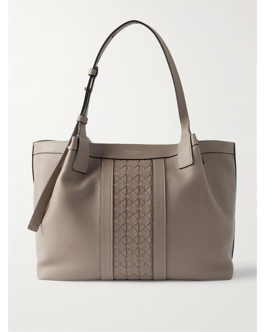 Serapian Brown Secret Small Textured-Leather Tote