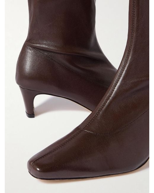 Staud Brown Wally Sock Leather Ankle Boots