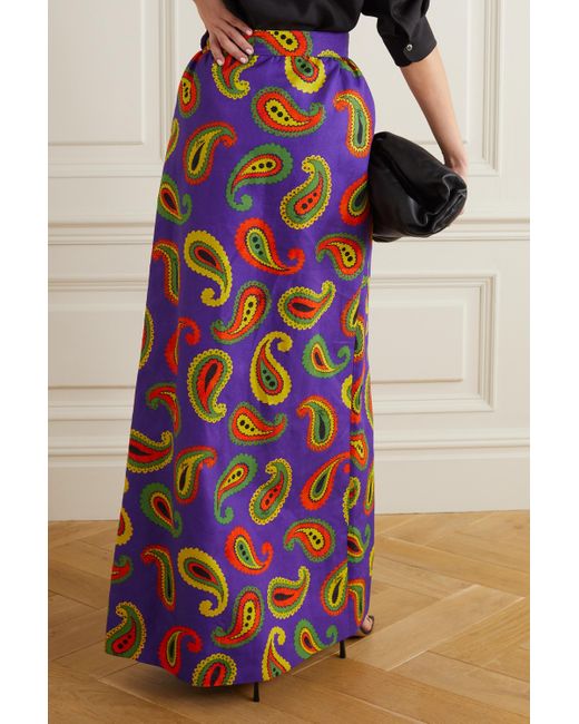 Gucci Paisley print Cotton And Linen blend Canvas Maxi Skirt in