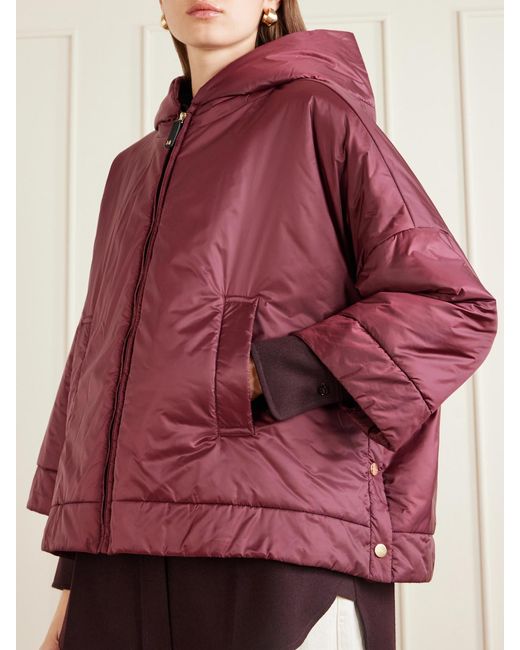 Max Mara Red Padded Hooded Shell Jacket