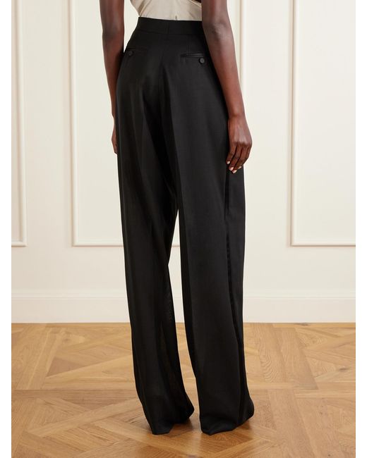 Tom Ford Black Wool Wide-Leg Pants