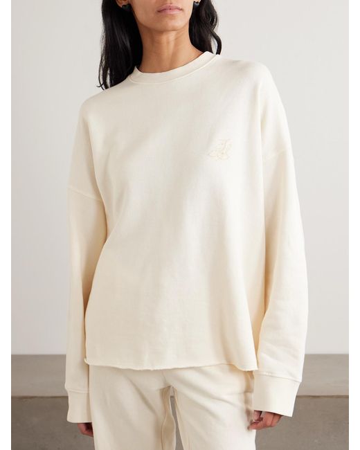 The Elder Statesman Natural Daily Embroidered Cotton And Cashmere-Blend Sweatshirt