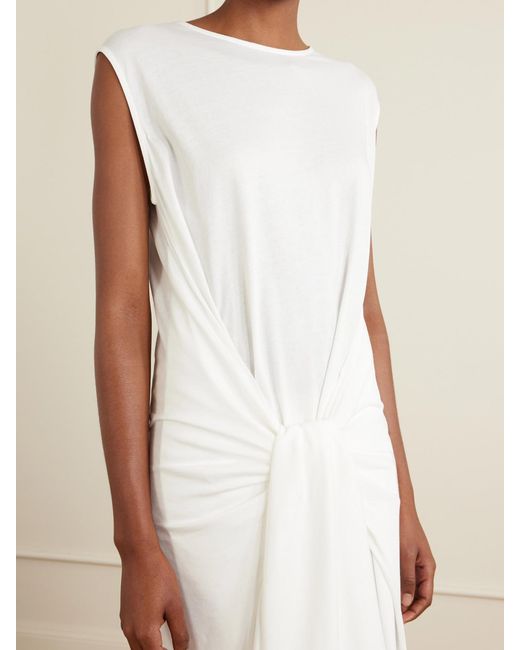 Totême White Tie-Detailed Cotton Midi Dress
