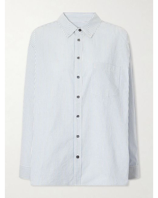 B Sides White Nolan Cotton-Blend Seersucker Shirt