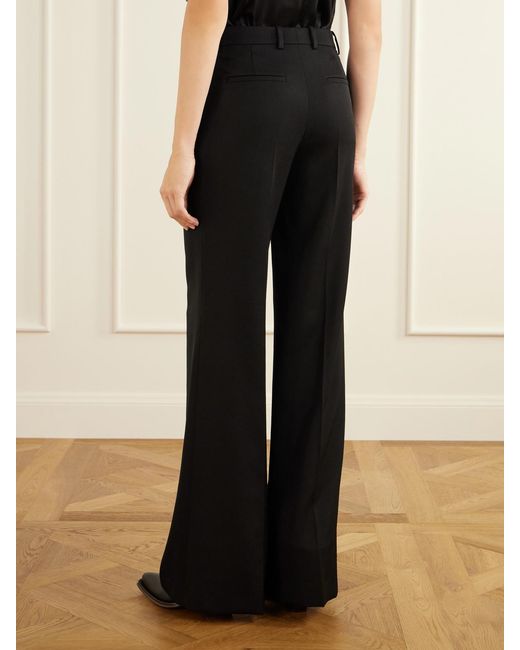 Chloé Black Pleated Wool And Silk Flared Pants