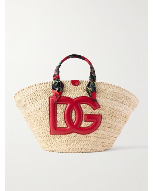 Sac À Main En Raphia À Finitions En Cuir Et En Serge Satinée À Imprimé Fleuri Kendra Dolce & Gabbana en coloris Pink