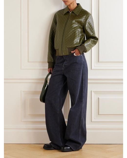 Gucci Green Embossed Leather Jacket