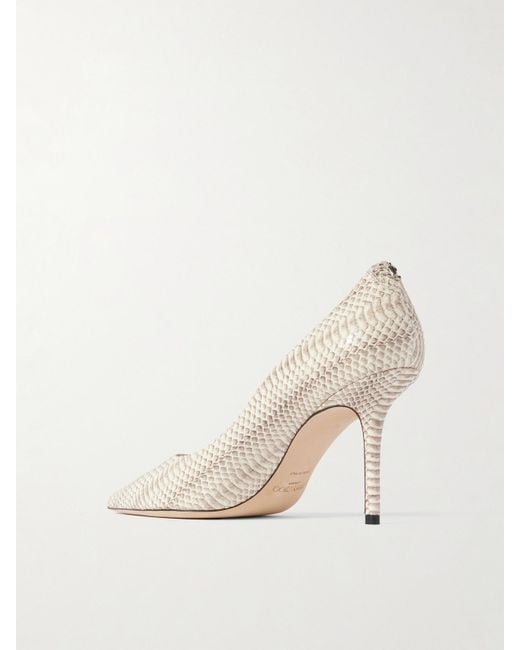 Jimmy Choo Natural Love 85 Snake-Effect Leather Pumps