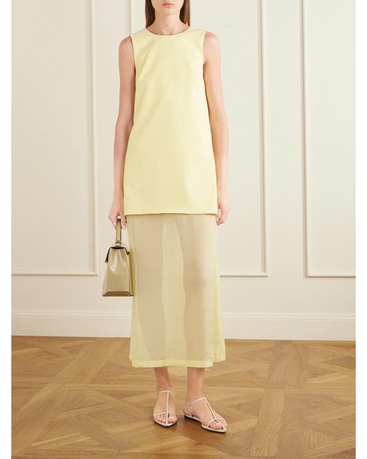 La Ligne Yellow Crepe And Chiffon Maxi Dress