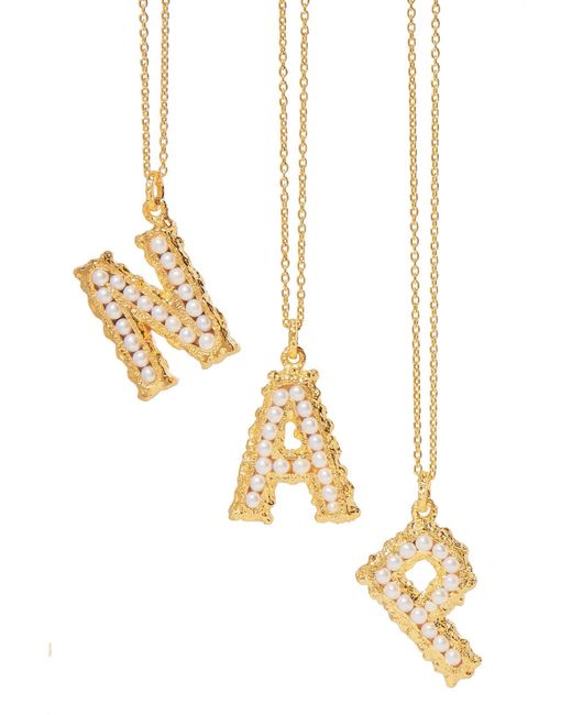 Pacharee Natural Alphabet-Plated Pearl Necklace