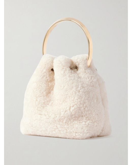 Jimmy Choo Natural Bon Bon Beuteltasche Aus Shearling Mit Kunstperlen