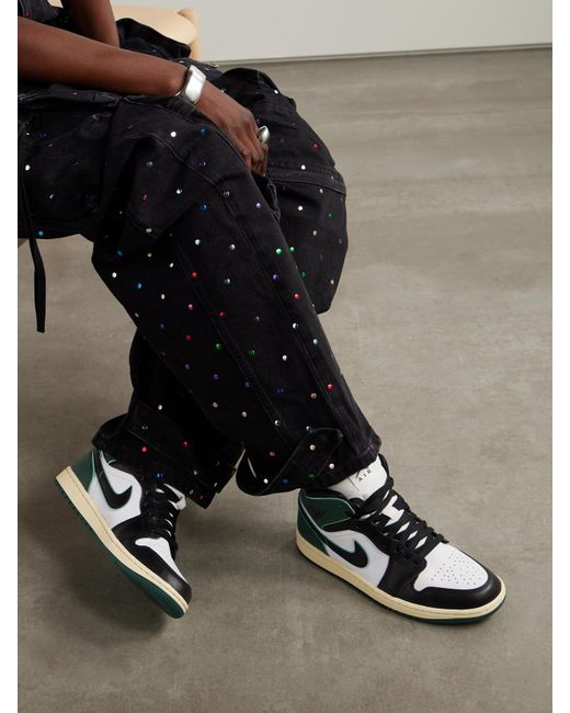 Nike Green Air Jordan 1 Mid Se Sneakers Aus Glattleder Und Leder Mit Eidechseneffekt