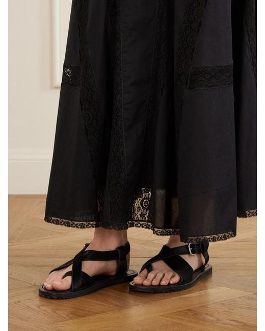 A.Emery Black Ora Pony Hair Sandals