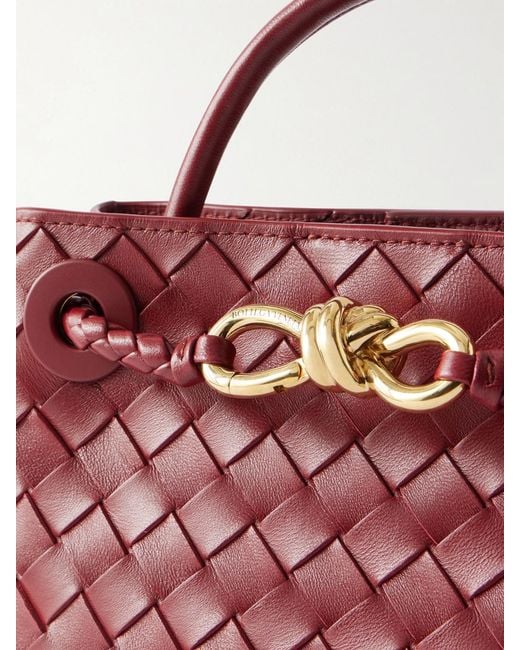 Bottega Veneta Red Mini Andiamo Intrecciato Leather Tote