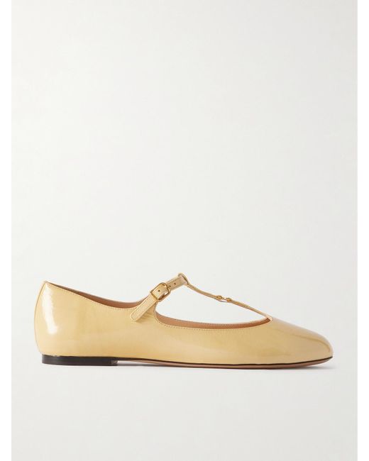 Chloé Natural Marcie Embellished Patent-Leather Ballet Flats