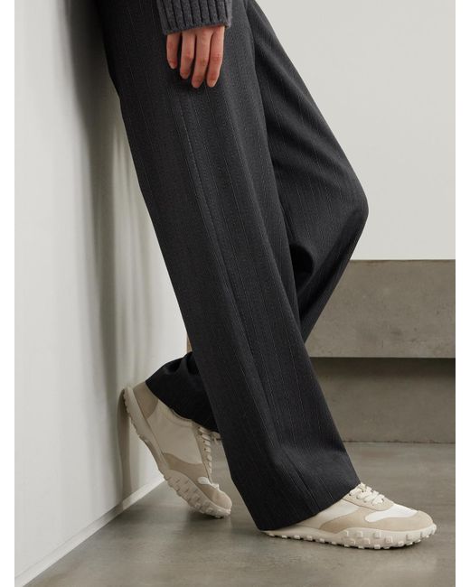 Jil Sander Natural Moon Suede And Shell Sneakers