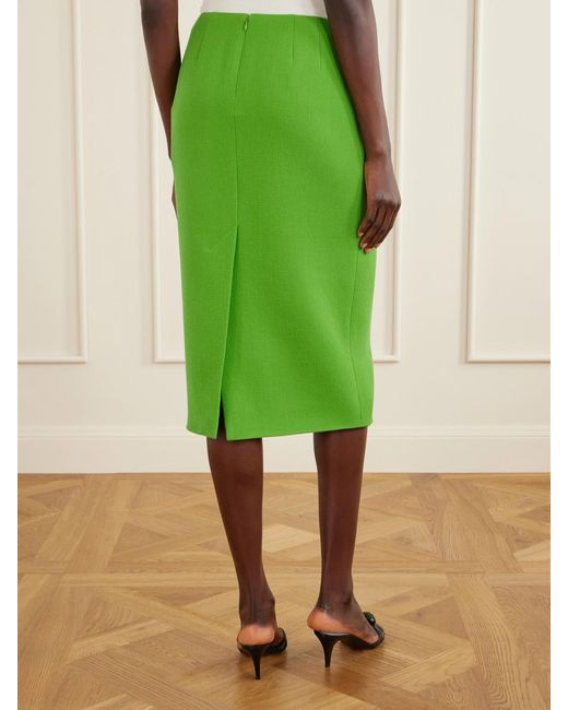 Valentino Garavani Green Wool-Crepe Midi Skirt