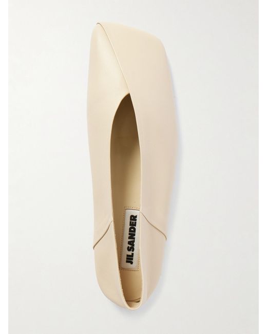 Jil Sander Natural Asymmetric Leather Ballet Flats