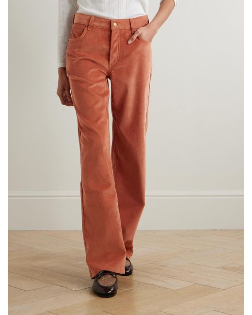 B Sides Orange Bec Cotton-Blend Corduroy Wide-Leg Pants