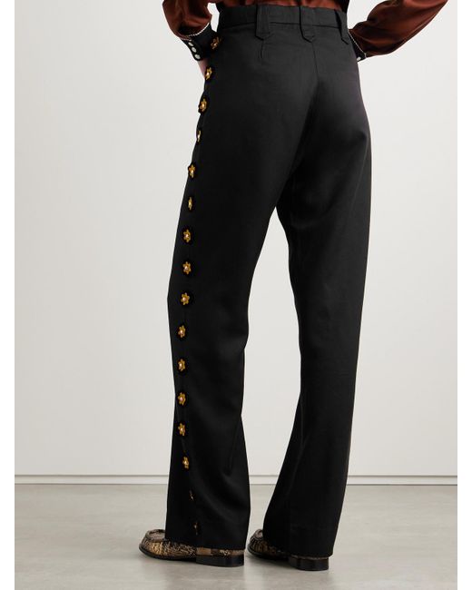 Pantalon Droit En Serge À Appliqués Et À Clous Abilene Bode en coloris Black