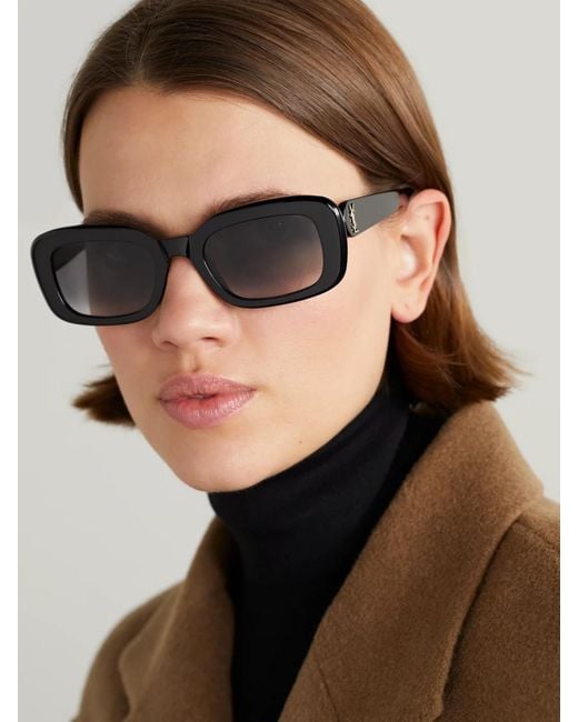 Saint Laurent Black Rectangular-Frame Recycled Acetate Sunglasses