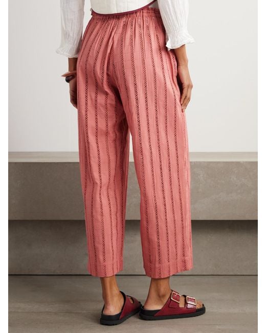 Alix Of Bohemia Pink Otto Rouge Embroidered Cotton Pants