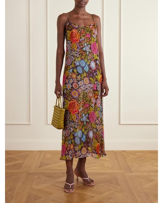 Alix Of Bohemia White Athens Bloom Mirage Floral-Print Crepon Midi Dress