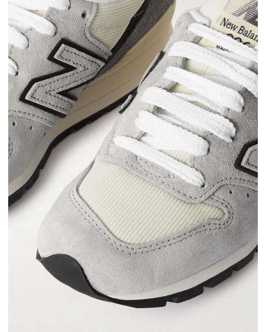 New Balance Gray U996 Mesh And Leather-Trimmed Suede Sneakers