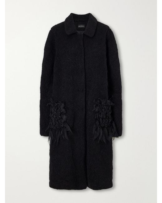 PAULINE DUJANCOURT Blue Annie Chiffon-Trimmed Alpaca-Blend Coat