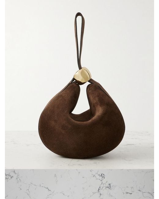 Amanu Brown The Zambia Embellished Suede Tote